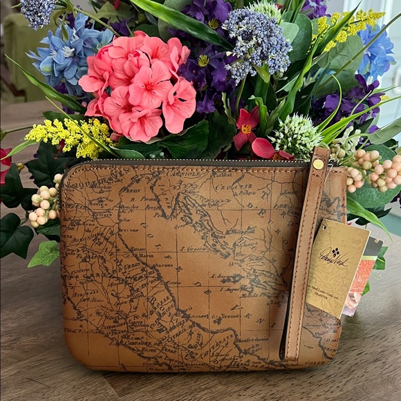 Patricia Nash Handbags - Patricia Nash Brown Map Print Wristlet